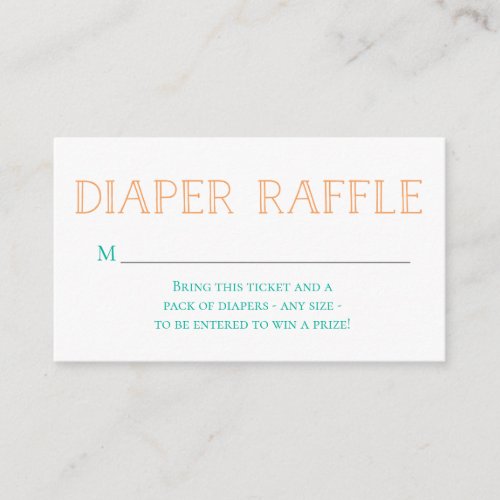 A little cutie is on the way diaper raffle card