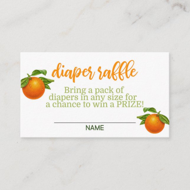 A Little Cutie is On the Way Diaper Raffle Card (Front)