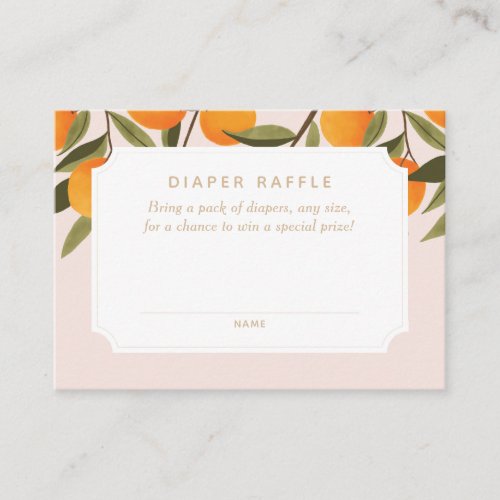 A Little Cutie is on the Way Diaper Raffle Ticket Enclosure Card