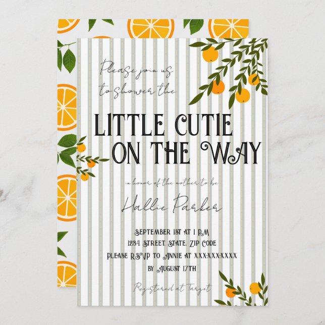 A Little Cutie is On The Way Invitation (Front/Back)