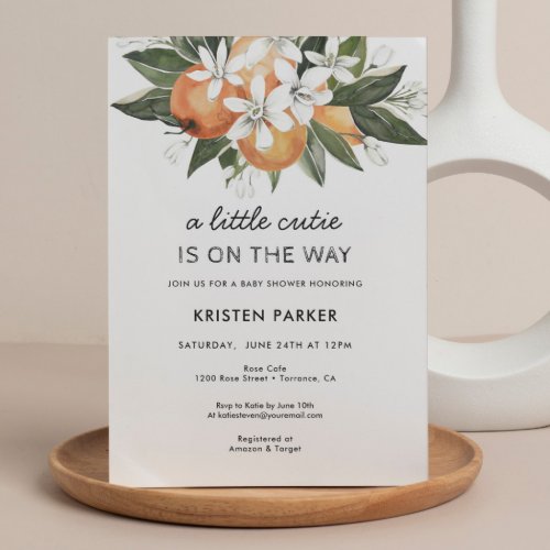 A Little Cutie is on the Way Modern Baby Shower Invitation