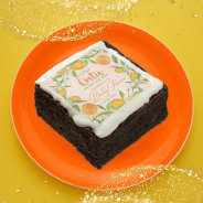 A Little Cutie Is On The Way Orange Baby Shower Brownie at Zazzle