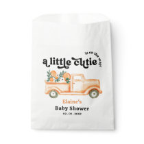A Little Cutie Is On The Way Orange Baby Shower  Favor Bag