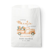 A Little Cutie Is On The Way Orange Baby Shower  Favor Bag