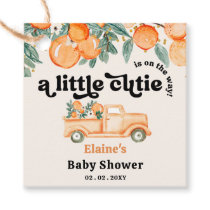 A Little Cutie Is On The Way Orange Baby Shower  Favor Tags