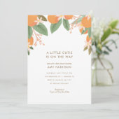 A Little Cutie is on the Way Orange Baby Shower Invitation (Standing Front)