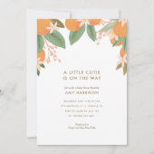 A Little Cutie is on the Way Orange Baby Shower Invitation (Front)
