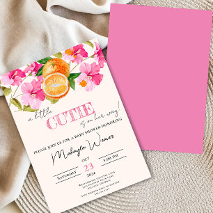 A Little Cutie is on the way orange Baby Shower Invitation