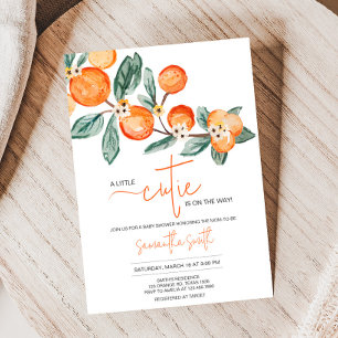 A Little Cutie is on the Way Orange Baby Shower Invitation
