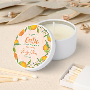 A Little Cutie Is On The Way Orange Baby Shower Mini Candle Favors