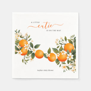 A Little Cutie is on the Way Orange Baby Shower Napkins