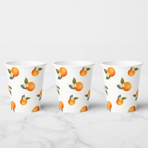 A Little Cutie is on the Way Orange Baby Shower Paper Cups