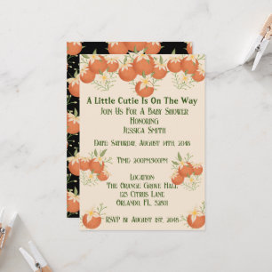 A Little Cutie is On The Way -Orange Blossom-Black Invitation
