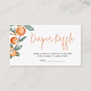 A Little Cutie is on the Way Orange Diaper Raffle Enclosure Card