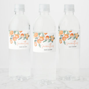 A Little Cutie is on the Way Orange Water Bottle Label