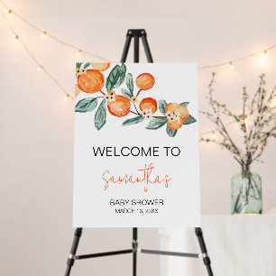 A Little Cutie is on the Way Orange Welcome Sign