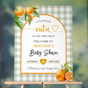 A Little Cutie is on the Way Oranges Baby Shower Acrylic Sign