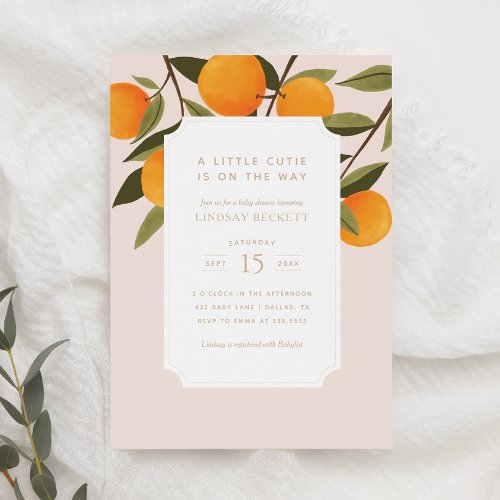 A Little Cutie is on the Way Oranges Baby Shower I Invitation