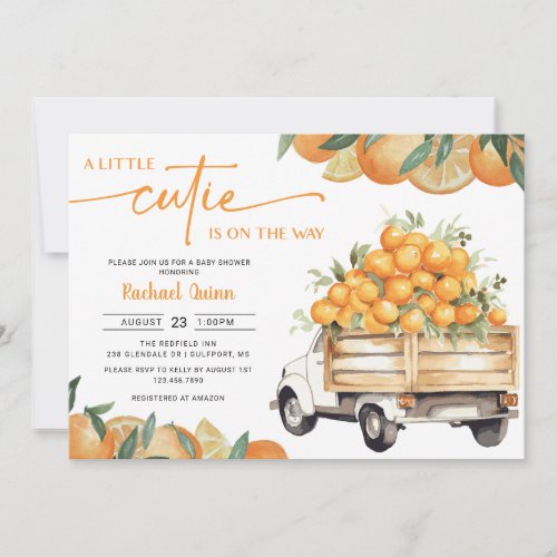 A Little Cutie Is On The Way Oranges Baby Shower Invitation