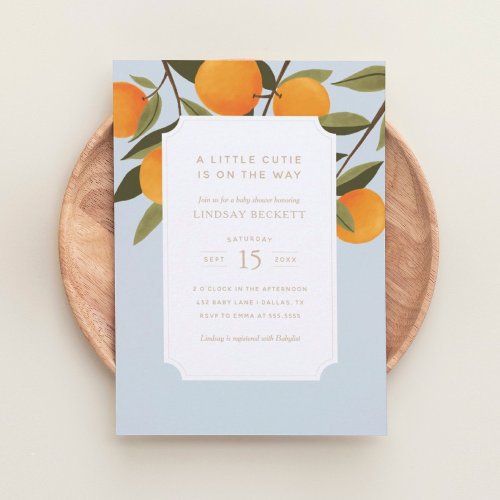 A Little Cutie is on the Way Oranges Baby Shower Invitation