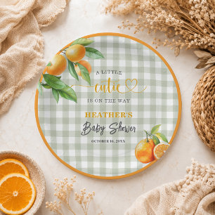 A Little Cutie is on the Way Oranges Baby Shower Paper Plates