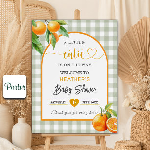 A Little Cutie is on the Way Oranges Baby Shower Poster