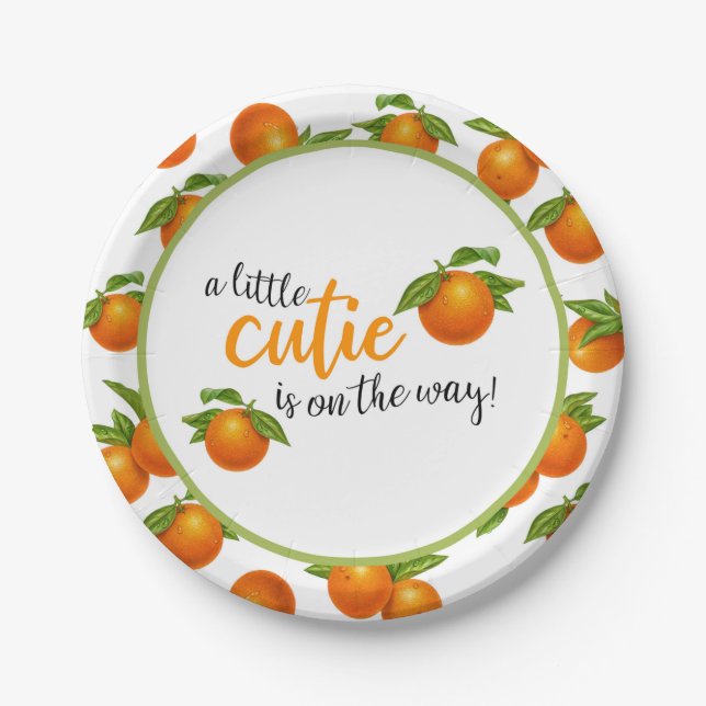 A Little Cutie is On the Way Paper Plates (Front)