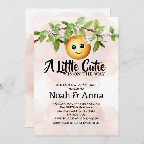 a little cutie is on the way simple baby shower invitation
