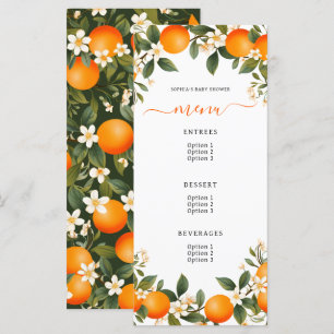 A Little Cutie is on the Way Tangerine Baby Shower Menu