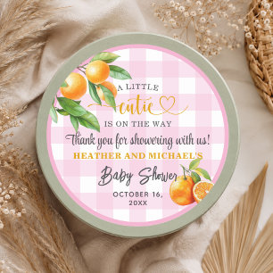 A Little Cutie is on the Way Thank You Baby Shower Classic Round Sticker