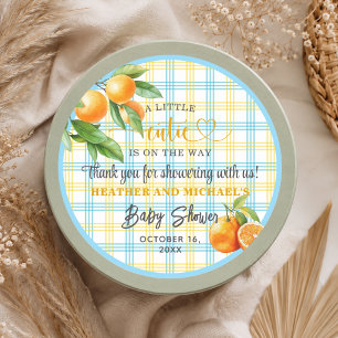 A Little Cutie is on the Way Thank You Baby Shower Classic Round Sticker
