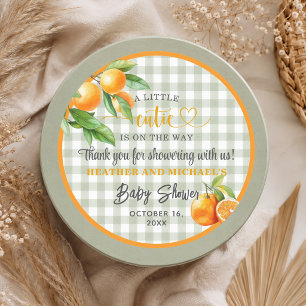 A Little Cutie is on the Way Thank You Baby Shower Classic Round Sticker