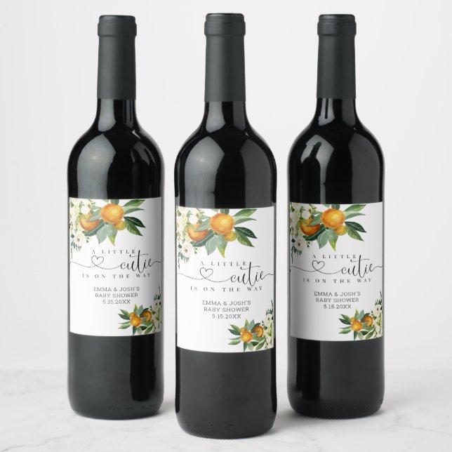 A Little Cutie Is On The Way Wine Bottle Label  (Bottles)