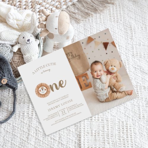 A Little Cutie Is Turning One Boho Birthday  Invitation