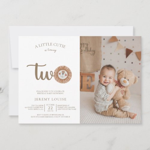A Little Cutie Is Turning Two Boho Birthday  Invitation