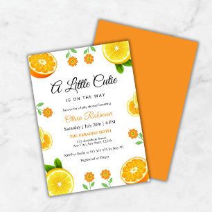 A Little Cutie Lemon Orange Citrus Baby Shower Invitation