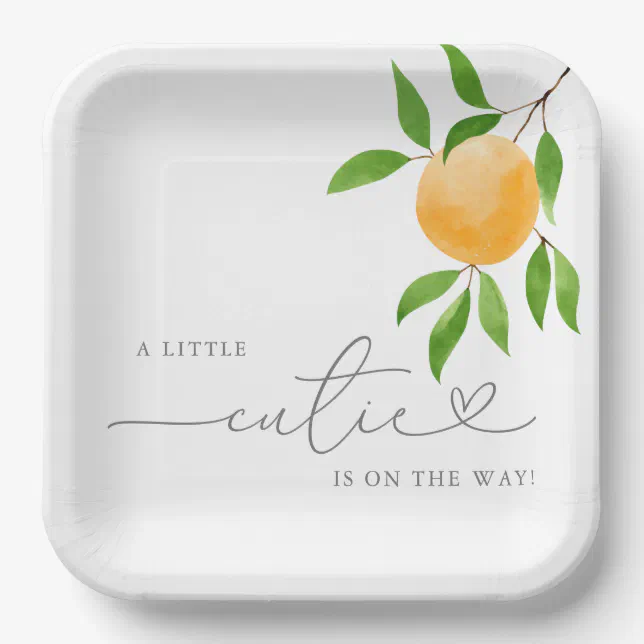 A Little Cutie Modern Baby Shower Paper Plates Zazzle