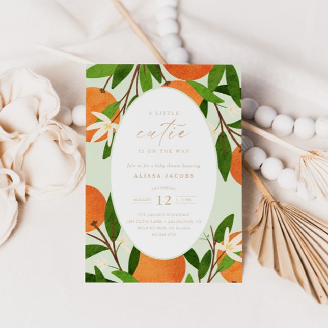 A Little Cutie | Modern Green Neutral Baby Shower Invitation (Creator Uploaded)