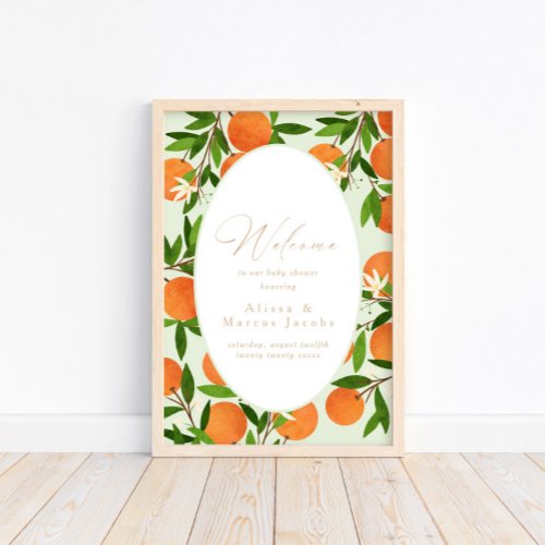 A Little Cutie  Modern Green Welcome Sign Poster