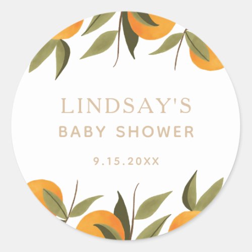 A Little Cutie on the Way Baby Shower Classic Round Sticker