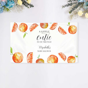 A Little Cutie on the Way Baby Shower Orange  Banner