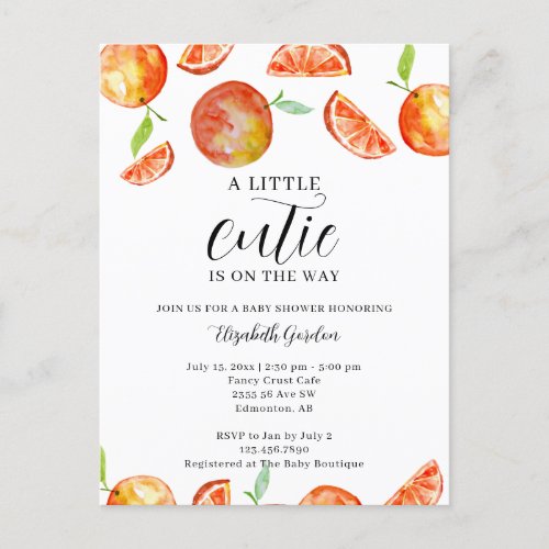 A Little Cutie on the Way Baby Shower Watercolor   Postcard