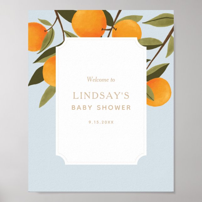 A Little Cutie on the Way Baby Shower Welcome Sign (Front)