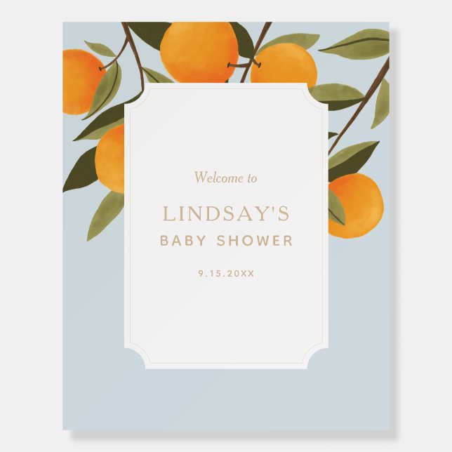 A Little Cutie on the Way Baby Shower Welcome Sign (Front)