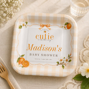 A Little Cutie On The Way Citrus Baby Shower Paper Plates