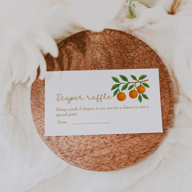 A Little Cutie Orange Baby Shower Diaper Raffle Enclosure Card (Creator Uploaded)