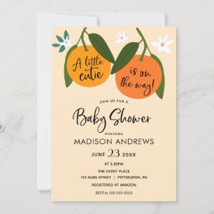 A Little Cutie Orange Baby Shower Invitation