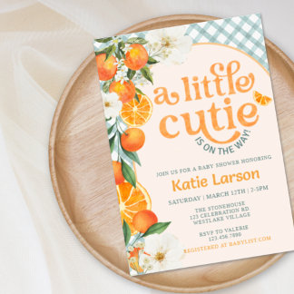 A Little Cutie Orange Baby Shower Invitation | 