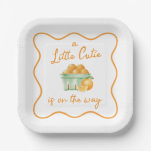 A Little cutie orange baby shower Paper Plates