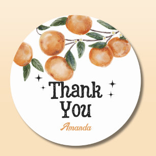 A Little Cutie Orange Baby Shower Thank You Classic Round Sticker
